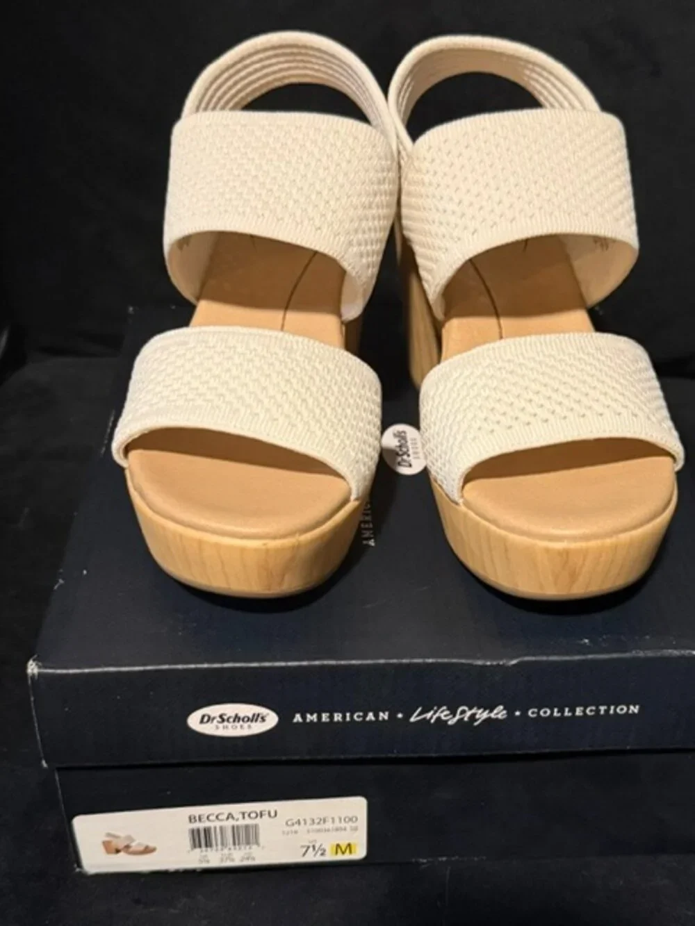 Dr. Scholl's Tofu Off White Ivory Natural Becca Platform Sandals SZ 7.5 M